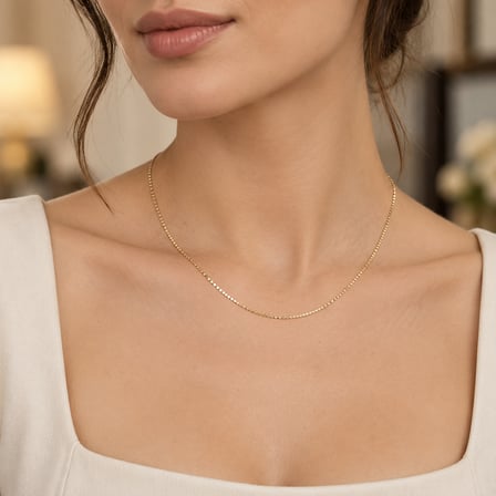 XP Marka 14K Altın Renk İnce Kuyumcu Model Kadın Zincir Kolye 45+5 cm 316L Paslanmaz Çelik