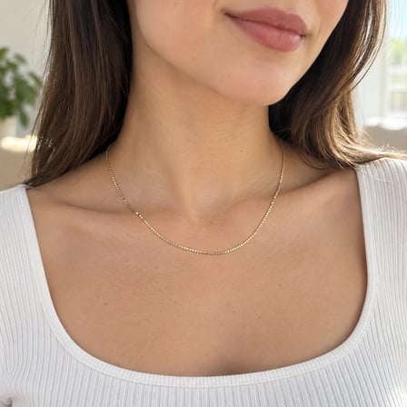 XP Marka 14K Altın Renk İnce Kuyumcu Model Kadın Zincir Kolye 45+5 cm 316L Paslanmaz Çelik