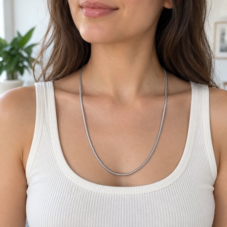 Unisex Kadın / Erkek Gümüş Renk 60 cm Yılan Zincir Kolye 316L Paslanmaz Çelik