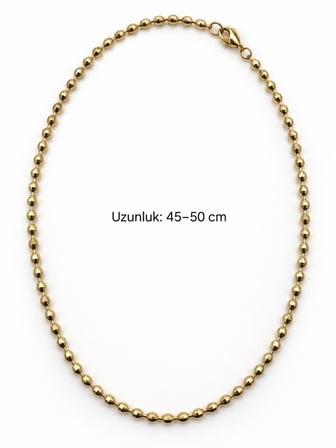 XP Markalı 14K Altın Renk Dorika Toplu Kadın Zincir Kolye 45+5 cm – 316L Paslanmaz Çelik