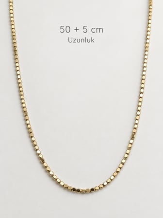 Minimal İnce Pullu Zincir Kolye 50+5 cm XP Markalı 14K Renginde 316L Paslanmaz Çelik Kolye