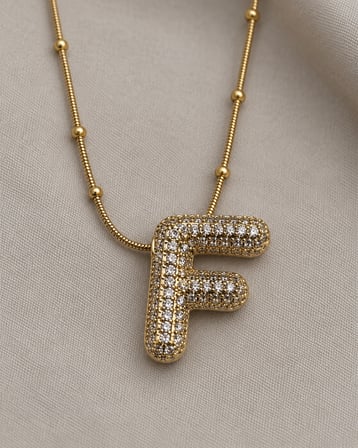 Golden Initial F – Zirkon Taşlı Harf Kolye