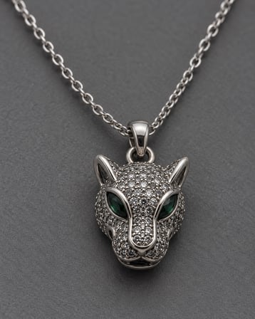 Emerald Panther Yeşil Gözlü Panter Figürlü Kolye