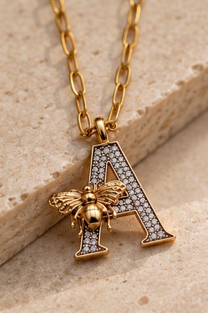 Aurelia Bee A Harfli Arı Detaylı Madalyon Kolye