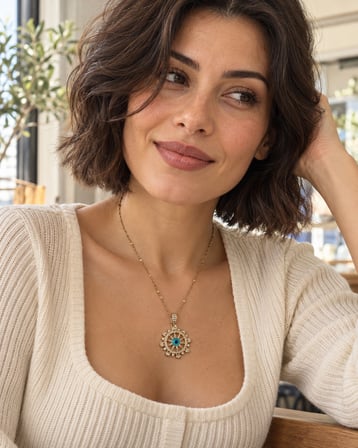 Dora’s Shine Nazar Boncuklu  Kolye –  Altın Renk Paslanmaz Çelik