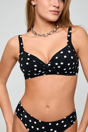 Kom Lampa Puan Desenli Destekli Bikini Takımı Siyah