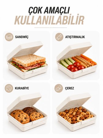 Beylini 2li Beslenme Kutusu Kilitli Klipsli Açılmaz Kapaklı Beslenme Kabı Sandviç Saklama Kutusu Okul Kreş Ofis Piknik Çocuk Yetişkin Saklama Taşıma Yemek Kutusu