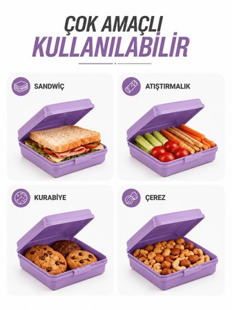 Beylini 2li Beslenme Kutusu Kilitli Klipsli Açılmaz Kapaklı Beslenme Kabı Sandviç Saklama Kutusu Okul Kreş Ofis Piknik Çocuk Yetişkin Saklama Taşıma Yemek Kutusu