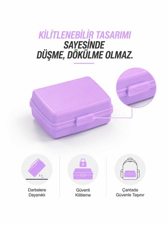 Beylini 2li Beslenme Kutusu Kilitli Klipsli Açılmaz Kapaklı Beslenme Kabı Sandviç Saklama Kutusu Okul Kreş Ofis Piknik Çocuk Yetişkin Saklama Taşıma Yemek Kutusu