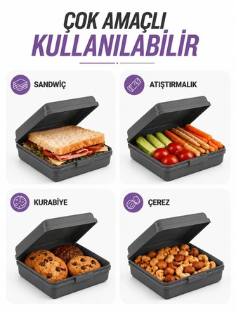 Beylini 2li Beslenme Kutusu Kilitli Klipsli Açılmaz Kapaklı Beslenme Kabı Sandviç Saklama Kutusu Okul Kreş Ofis Piknik Çocuk Yetişkin Saklama Taşıma Yemek Kutusu