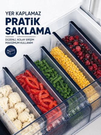 Beylini 5'li Dondurucu Saklama Kabı Buzdolabı Buzluk Dolap Içi Düzenleyici Set Mikrodalga Derin Dondurucu ve Difrize Uygun