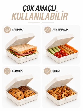 Beylini Beslenme Kutusu Kilitli Klipsli Açılmaz Kapaklı Beslenme Kabı Sandviç Saklama Kutusu Okul Kreş Ofis Piknik Çocuk Yetişkin Saklama Taşıma Yemek Kutusu
