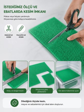 Beylini Buzdolabı Sebze Meyve Matı Rutubet Nem Küf Önleyici Meyve Sebze Saklama Taze Tutma Matı Kesilebilir Yeşil 47X30 cm