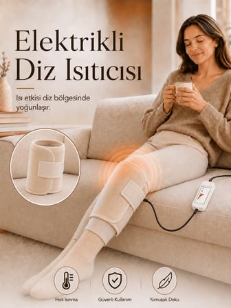Beylini OMAK 220V Elektrikli Giyilebilir Diz Isıtıcı Medikal Minder Ev Ofis Bölgesel Isıtma Dizliği Dijital Krem Renk 50x53 CM