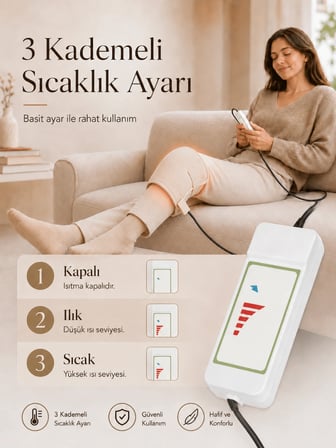 Beylini OMAK 220V Elektrikli Giyilebilir Diz Isıtıcı Medikal Minder Ev Ofis Bölgesel Isıtma Dizliği Dijital Krem Renk 50x53 CM