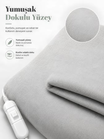 Beylini OMAK Çift Kişilik Elektrikli Battaniye Çift Kumandalı Tam Güvenlikli Dayanıklı Çift Kademeli Termostatlı Elektrikli Yatak Isıtıcı 140x170 CM