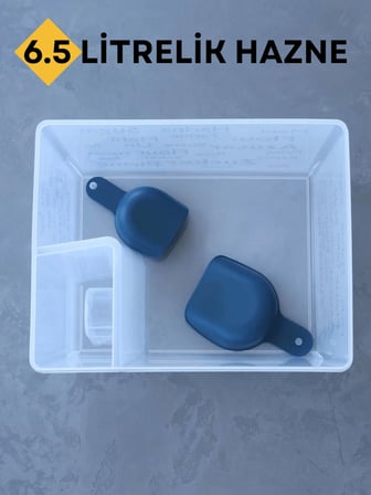 Beylini 6.5 Litre Kapaklı Saklama Kabı Ölçü Kaşıklı Un Şeker Deterjan Bakliyat Erzak Tahıl Çok Amaçlı Saklama Taşıma Kutusu