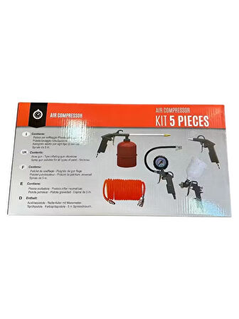 Povver 5 Li Havalı Set (Boya, Mazot, Lastik Şişirme, Hava, Spiral Hortum)