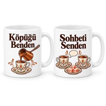 Köpüğü Benden Sohbeti Senden 2`li Porselen Kupa Seti - MODEL 389