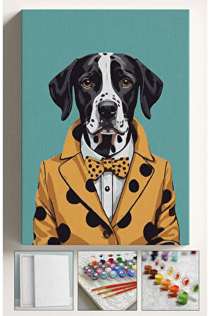 Sayılarla Boyama Seti Numaralı Tuval Fırça Boya KÖPEK 40X50 Cm