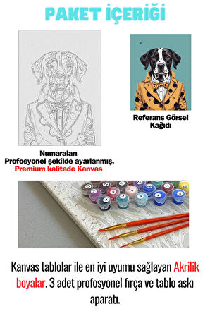 Sayılarla Boyama Seti Numaralı Tuval Fırça Boya KÖPEK 40X50 Cm