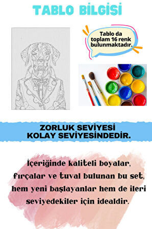 Sayılarla Boyama Seti Numaralı Tuval Fırça Boya KÖPEK 40X50 Cm