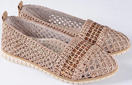 Örme Triko Delikli Rahat Esnek Trend Günlük Taşlı Şık Modern Babet