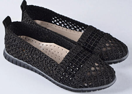 Örme Triko Delikli Rahat Esnek Trend Günlük Taşlı Şık Modern Babet