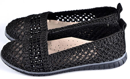 Örme Triko Delikli Rahat Esnek Trend Günlük Taşlı Şık Modern Babet