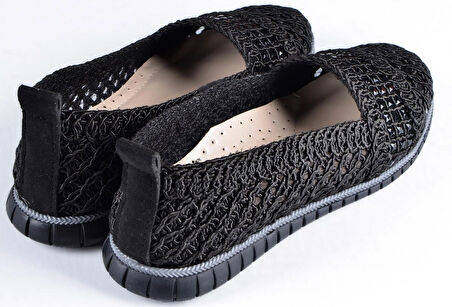 Örme Triko Delikli Rahat Esnek Trend Günlük Taşlı Şık Modern Babet