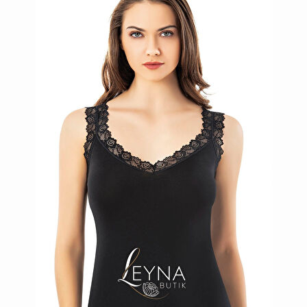  BUTİK Modal Kumaş V Yaka Dantel Askılı Kutu Ambalajlı Kadın Atlet