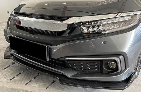 Honda Civic Fc5 için 2016 - 2019 3 Parça Piono Black Ön Lip