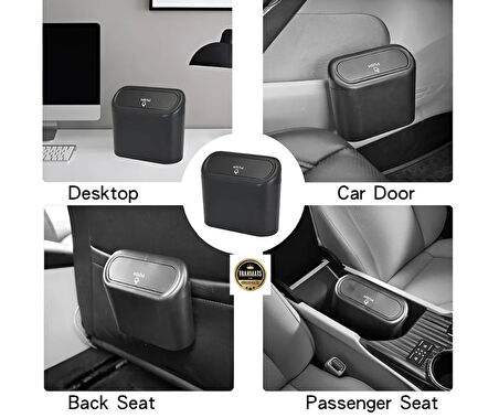 Smart Forfour 4 Kapı 2014-2015-2016-2017-2018-2019-2020-2021 Oto Araba Çöp Kutusu Organizer İtme Kapaklı Çöp Kovası Siyah
