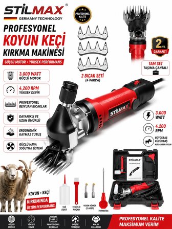 Elektrikli Koyun Kırkma Makinesi 3000W 4200 RPM Keçi Büyükbaş Küçükbaş Hayvan Kırpma Seti Çantalı