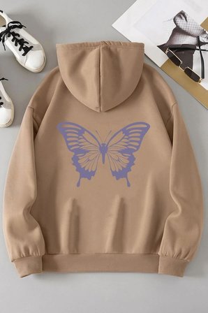 Unisex Butterfly Baskılı Sweatshirt
