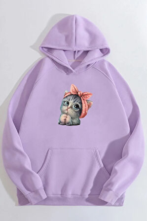 Unisex Sevimli Kedi Sweatshirt