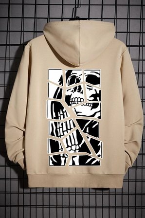 Unisex Skullcracked Baskılı Sweatshirt