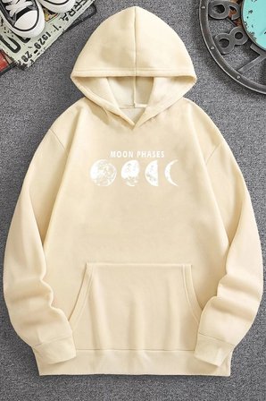 Unisex Moon Phases Baskılı Sweatshirt
