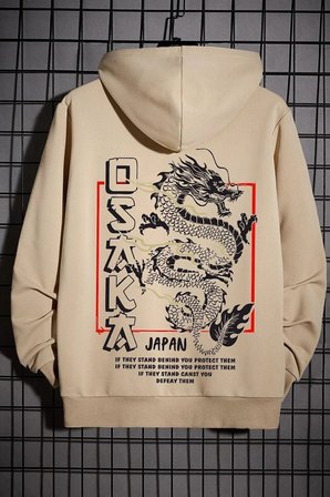 Unisex Osaka Baskılı Kapüşonlu Sweatshirt