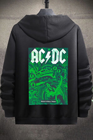 Uyguntarz Unisex Ac Dc Baskılı Kapüşonlu Sweatshirt