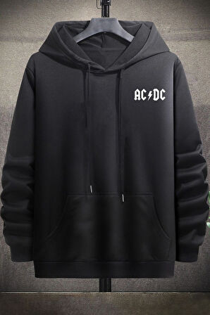 Uyguntarz Unisex Ac Dc Baskılı Kapüşonlu Sweatshirt