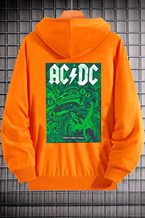 Uyguntarz Unisex Ac Dc Baskılı Kapüşonlu Sweatshirt