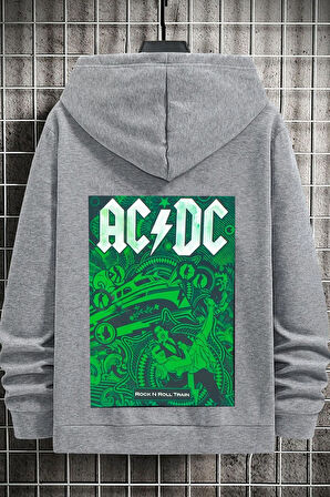 Uyguntarz Unisex Ac Dc Baskılı Kapüşonlu Sweatshirt