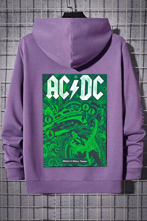 Uyguntarz Unisex Ac Dc Baskılı Kapüşonlu Sweatshirt