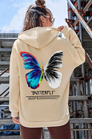 Unisex Butterfly Sırt Baskılı Sweatshirt