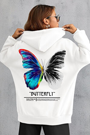 Uyguntarz Unisex Butterfly Sırt Baskılı Sweatshirt