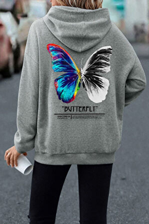 Uyguntarz Unisex Butterfly Sırt Baskılı Sweatshirt