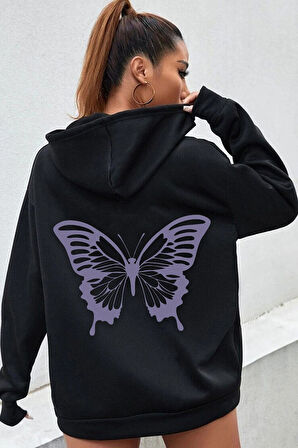 Uyguntarz Unisex Butterfly Baskılı Sweatshirt