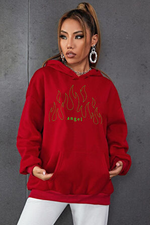 Uyguntarz Unisex Green Angel Fire Sweatshirt