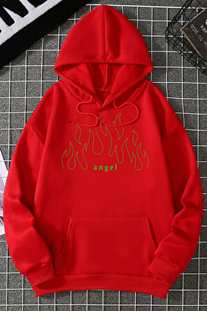 Uyguntarz Unisex Green Angel Fire Sweatshirt